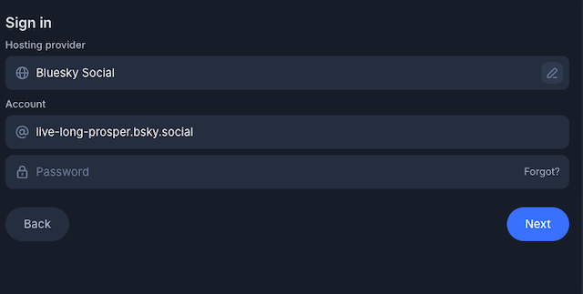 Account login page with the Hosting provider edit button highlighted